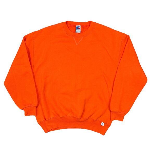 Russell Athletic 90s Crewneck Sweatshirt Vintage Orange Blank USA Men's Medium - Picture 1 of 6